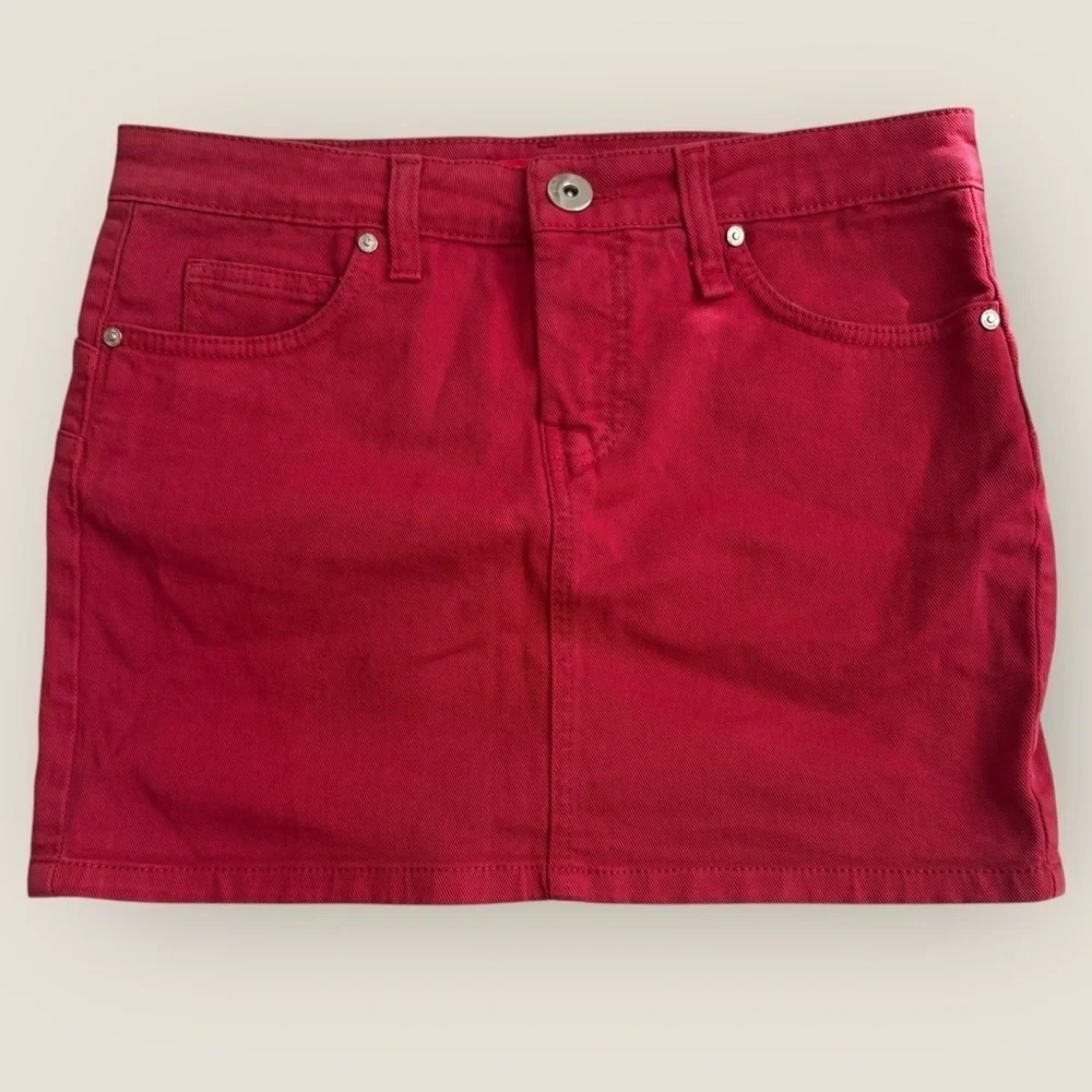 Fiorucci | Red Denim Mini Skirt | Size 26 | NWT